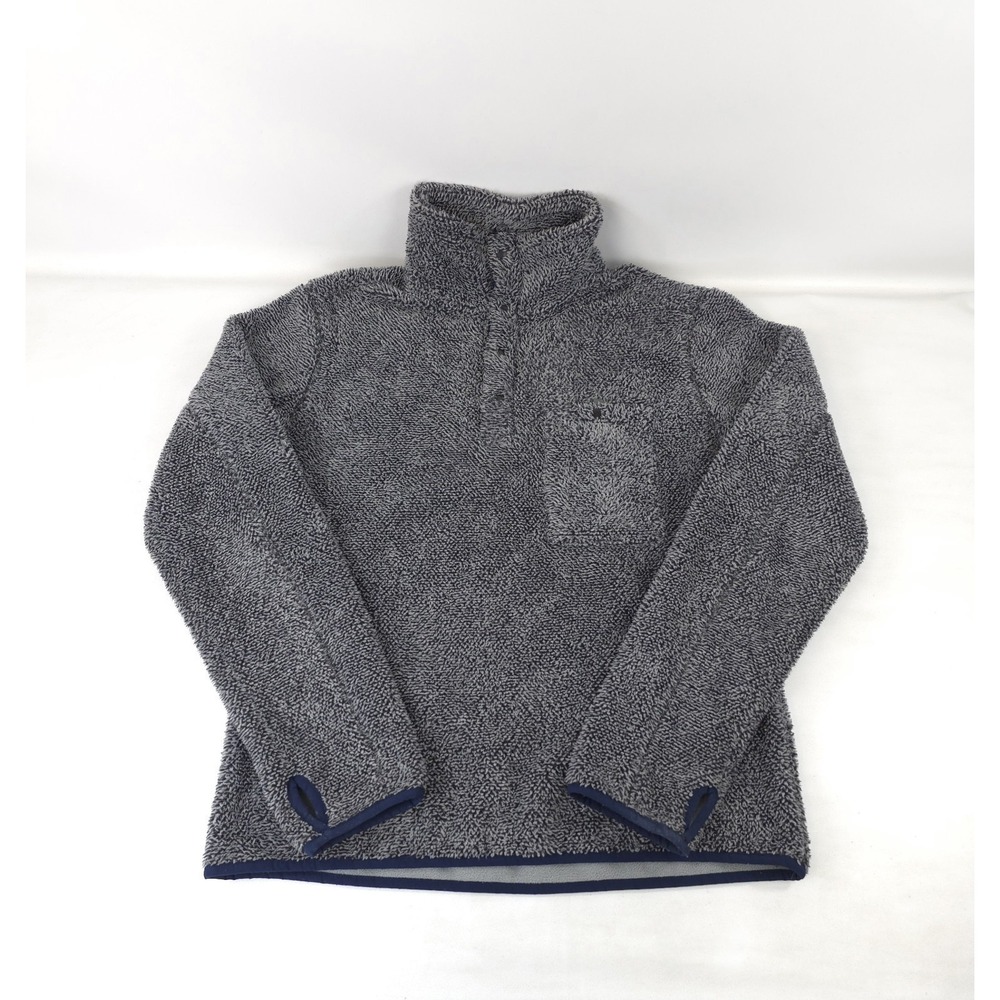 Relwen Shag Fleece Pop Zip Pullover Fleece Black/Gray /Blue Jacket Mens M